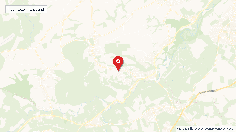 Street map of Highfield, England with location pin