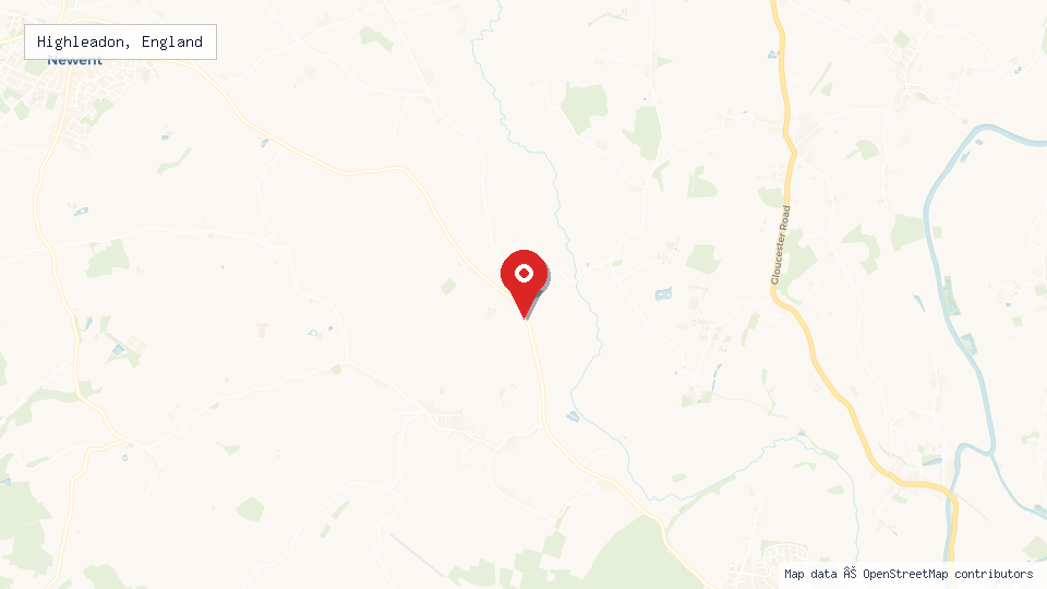 Street map of Highleadon, England with location pin