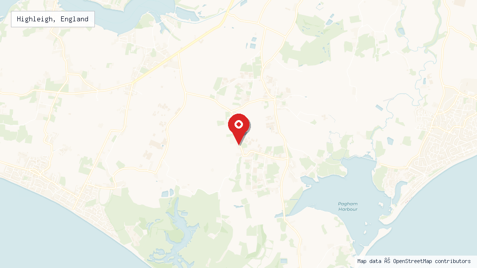 Street map of Highleigh, England with location pin