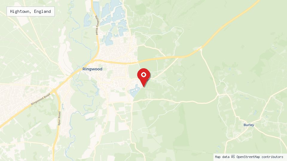 Street map of Hightown, England with location pin