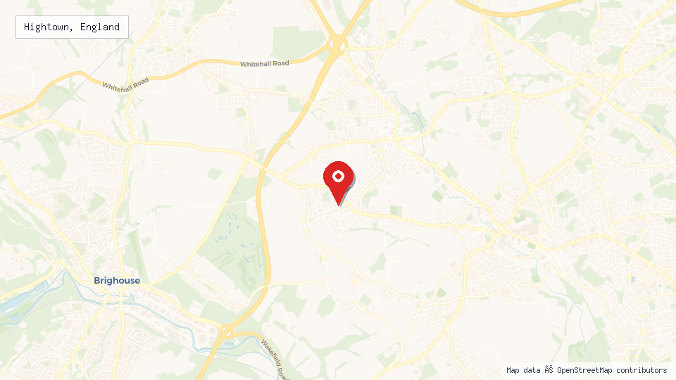 Street map of Hightown, England with location pin