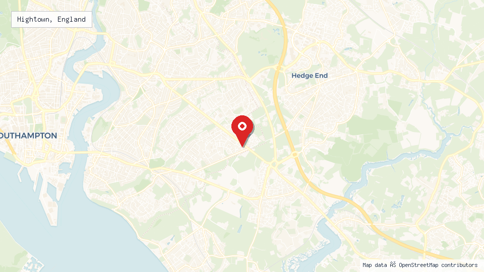 Street map of Hightown, England with location pin