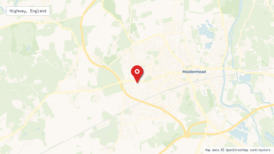 Street map of Highway, England with location pin