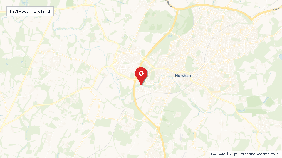 Street map of Highwood, England with location pin
