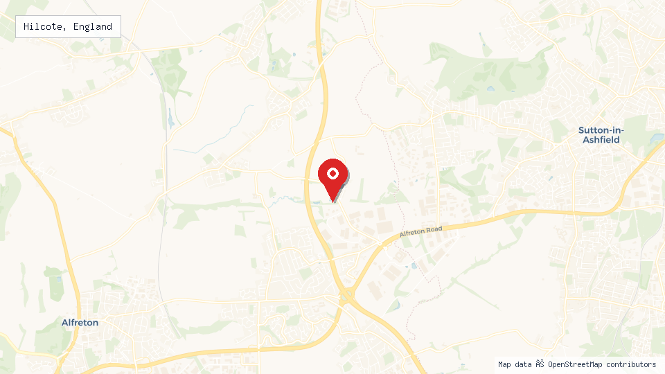 Street map of Hilcote, England with location pin