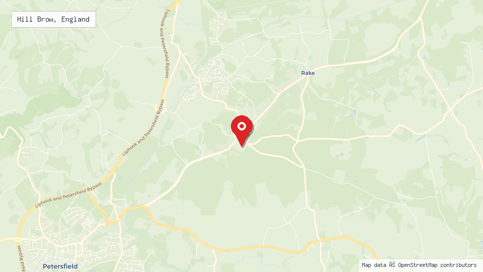Street map of Hill Brow, England with location pin
