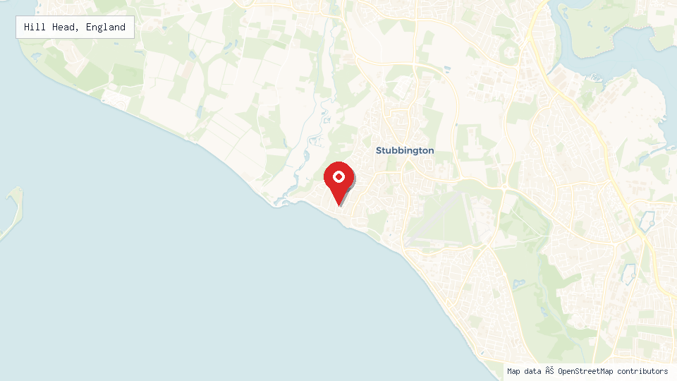 Street map of Hill Head, England with location pin