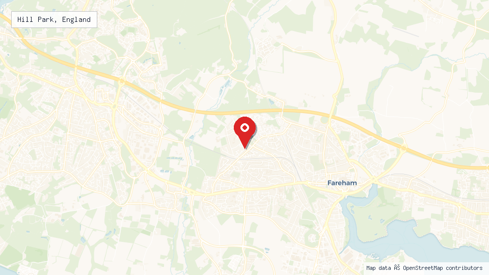 Street map of Hill Park, England with location pin