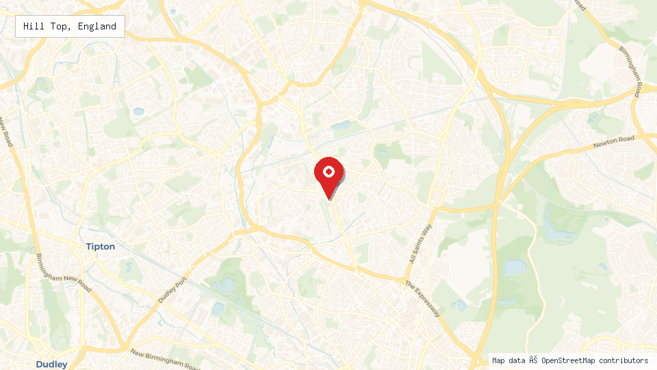 Street map of Hill Top, England with location pin