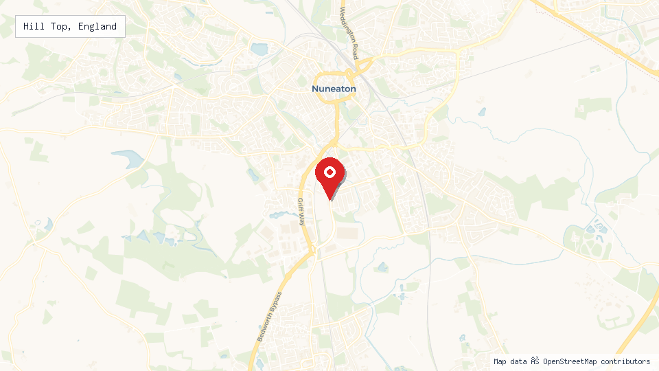 Street map of Hill Top, England with location pin