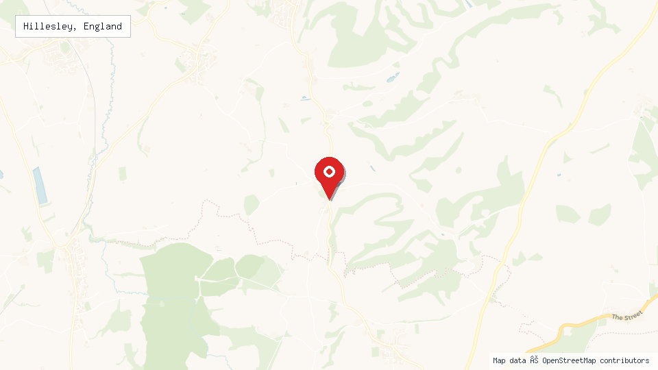 Street map of Hillesley, England with location pin