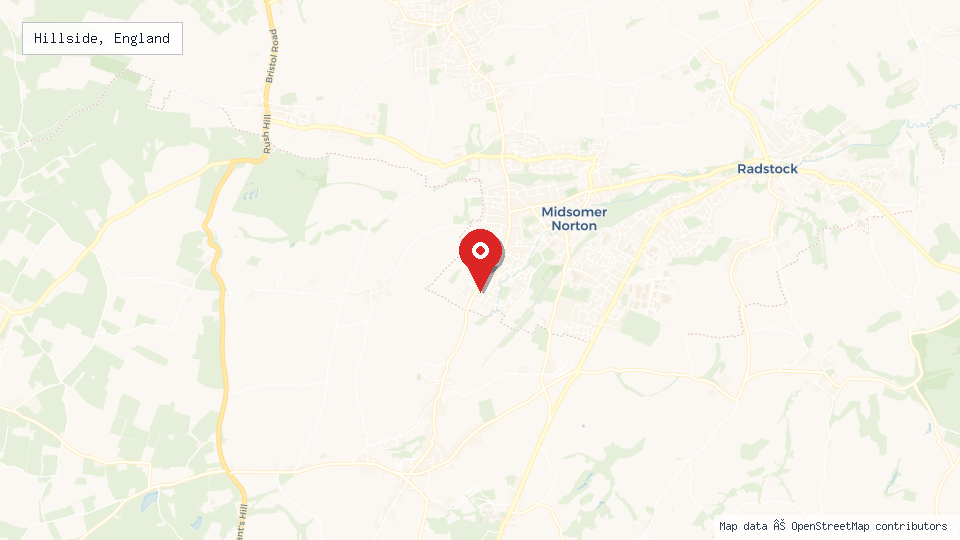 Street map of Hillside, England with location pin