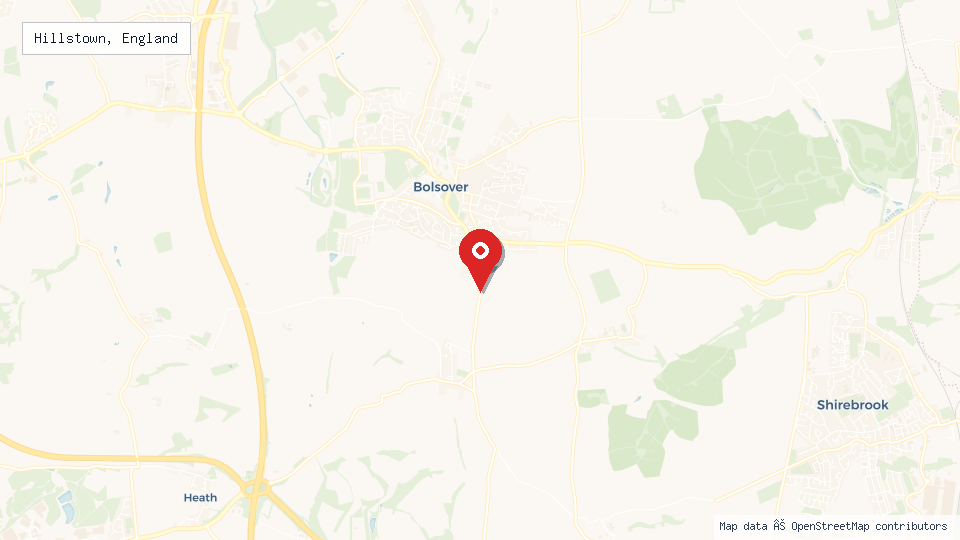 Street map of Hillstown, England with location pin