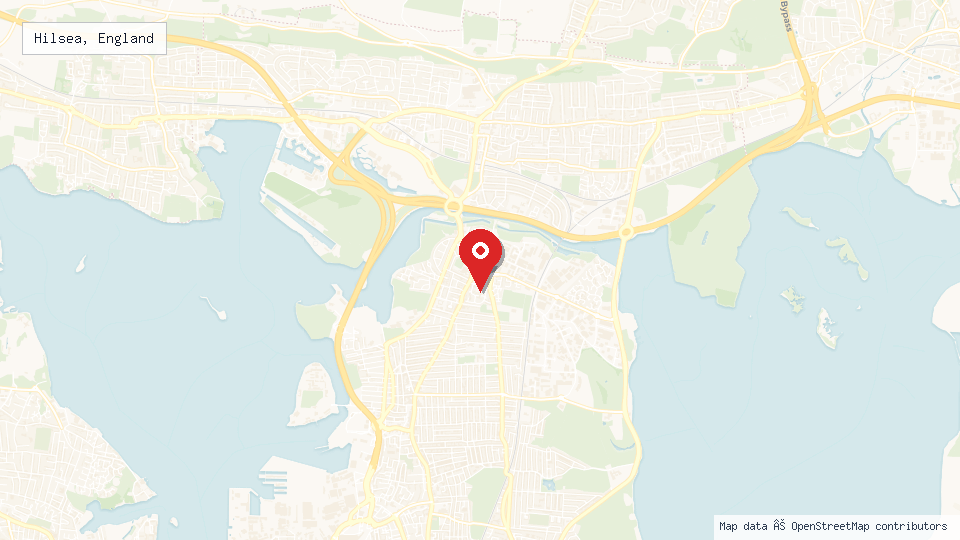 Street map of Hilsea, England with location pin