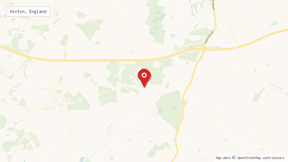 Street map of Hinton, England with location pin