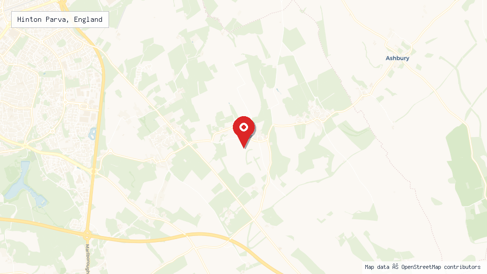 Street map of Hinton Parva, England with location pin