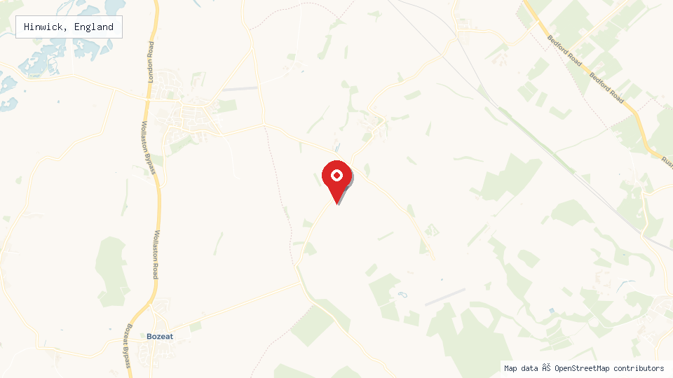 Street map of Hinwick, England with location pin