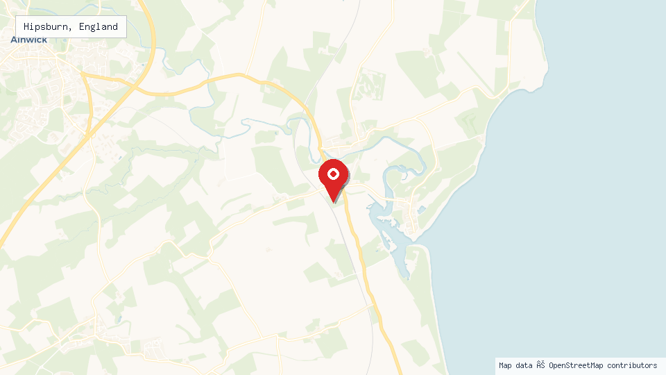 Street map of Hipsburn, England with location pin