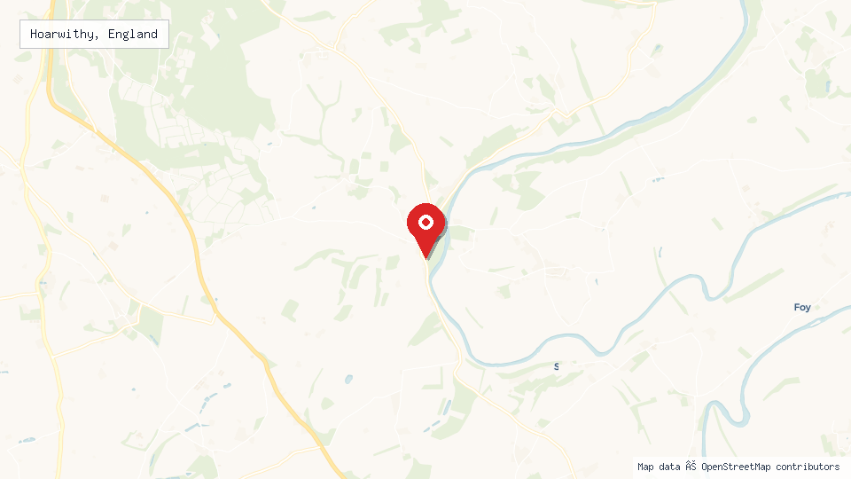 Street map of Hoarwithy, England with location pin