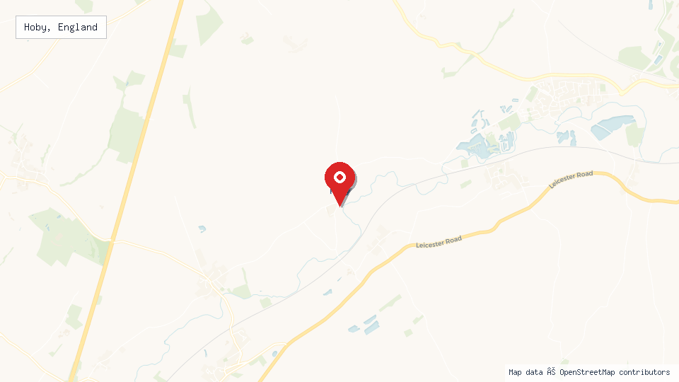 Street map of Hoby, England with location pin
