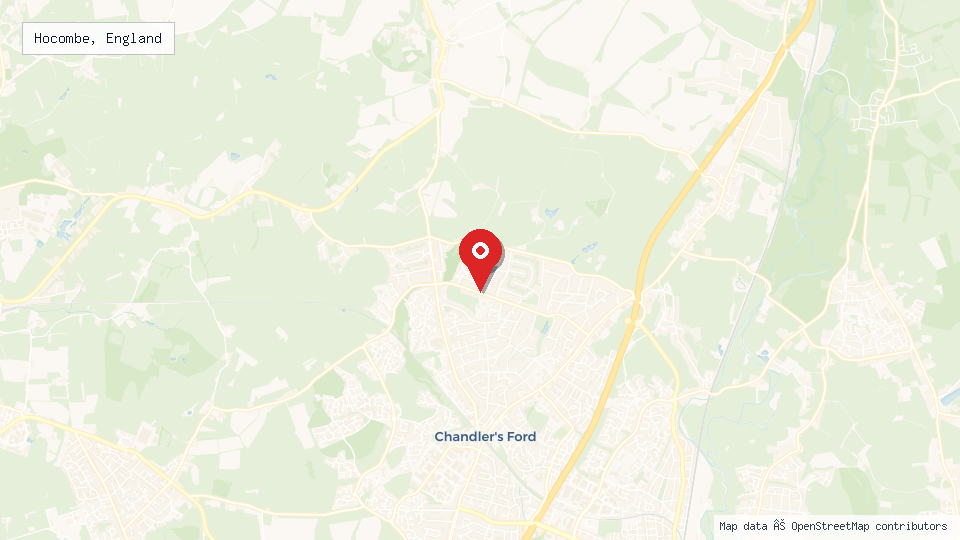 Street map of Hocombe, England with location pin