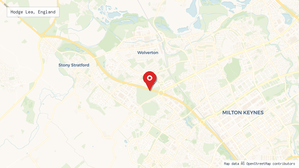 Street map of Hodge Lea, England with location pin
