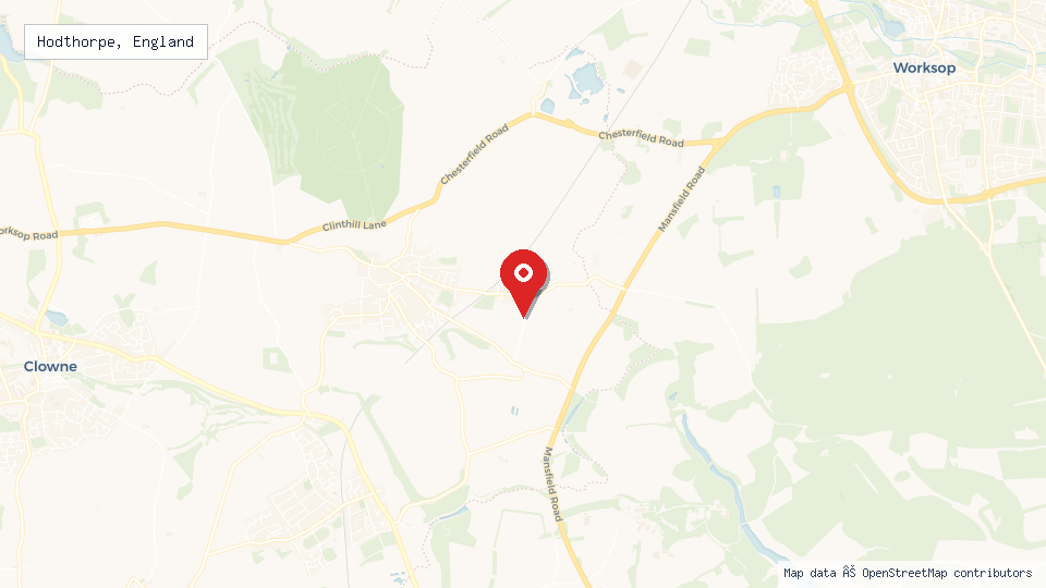Street map of Hodthorpe, England with location pin