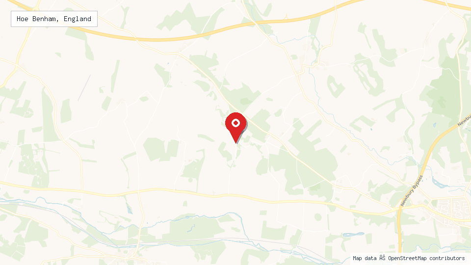 Street map of Hoe Benham, England with location pin