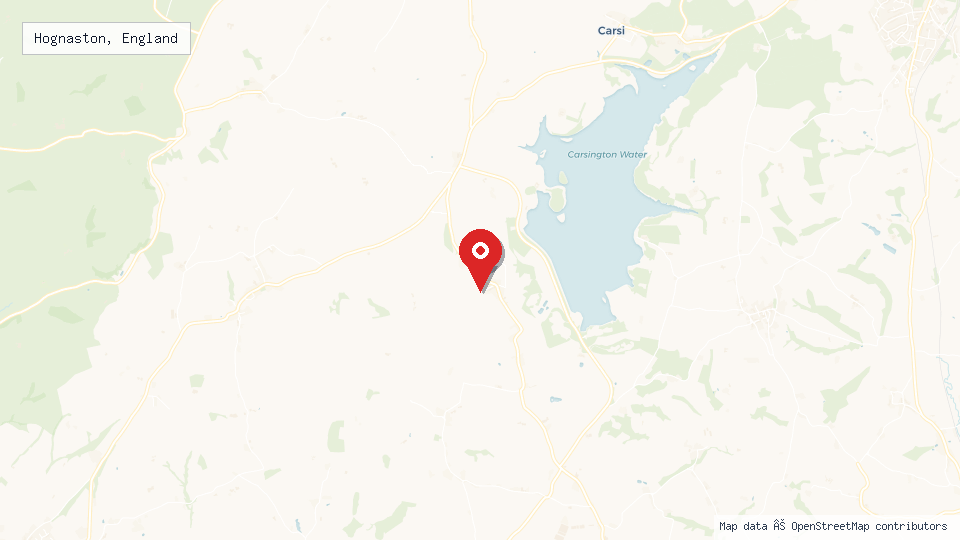 Street map of Hognaston, England with location pin