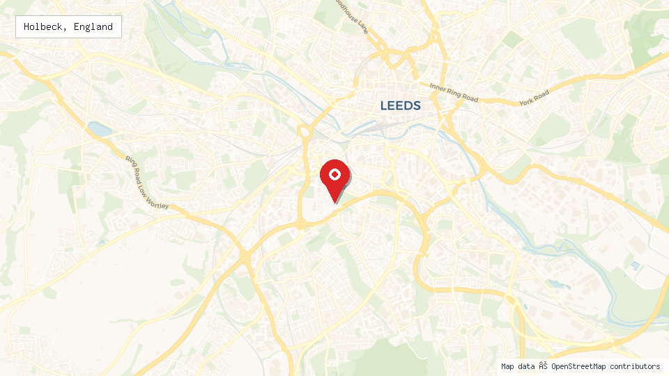 Street map of Holbeck, England with location pin