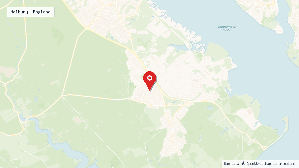 Street map of Holbury, England with location pin