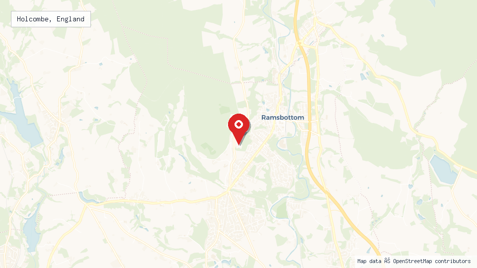Street map of Holcombe, England with location pin