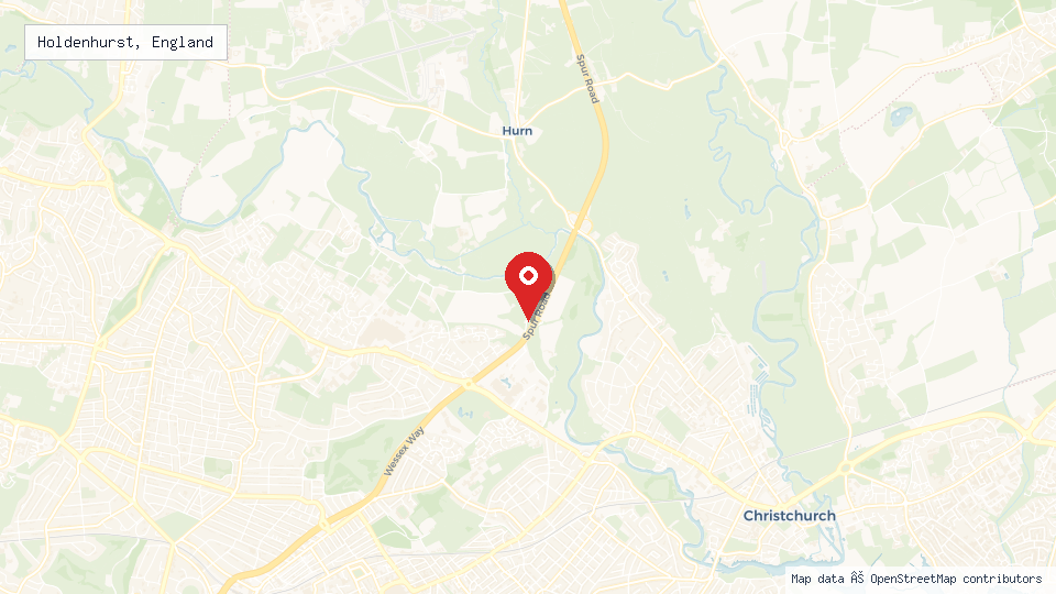 Street map of Holdenhurst, England with location pin