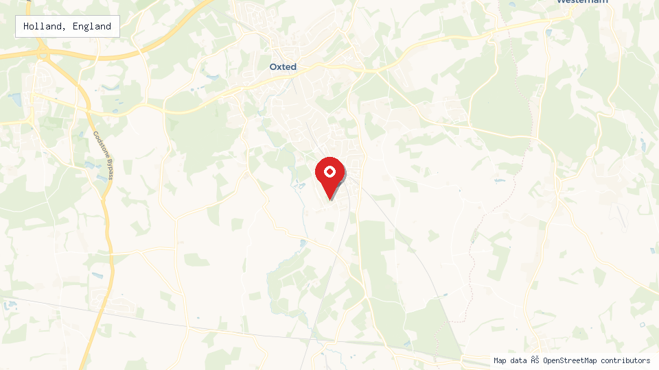Street map of Holland, England with location pin