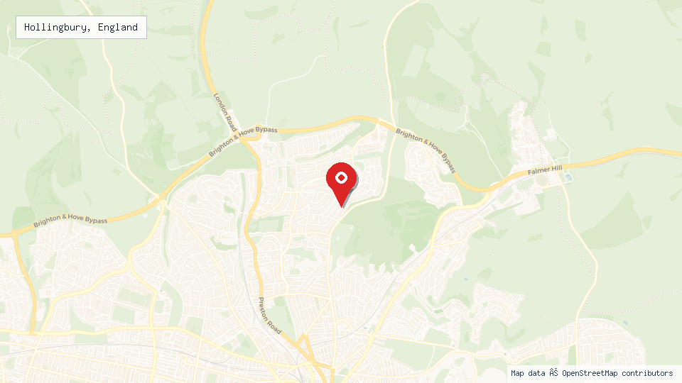 Street map of Hollingbury, England with location pin