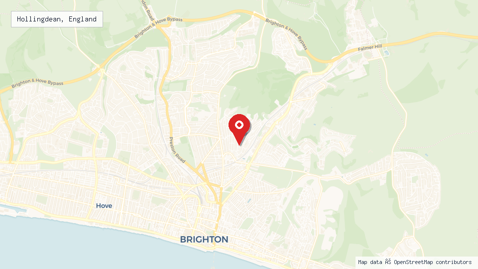 Street map of Hollingdean, England with location pin