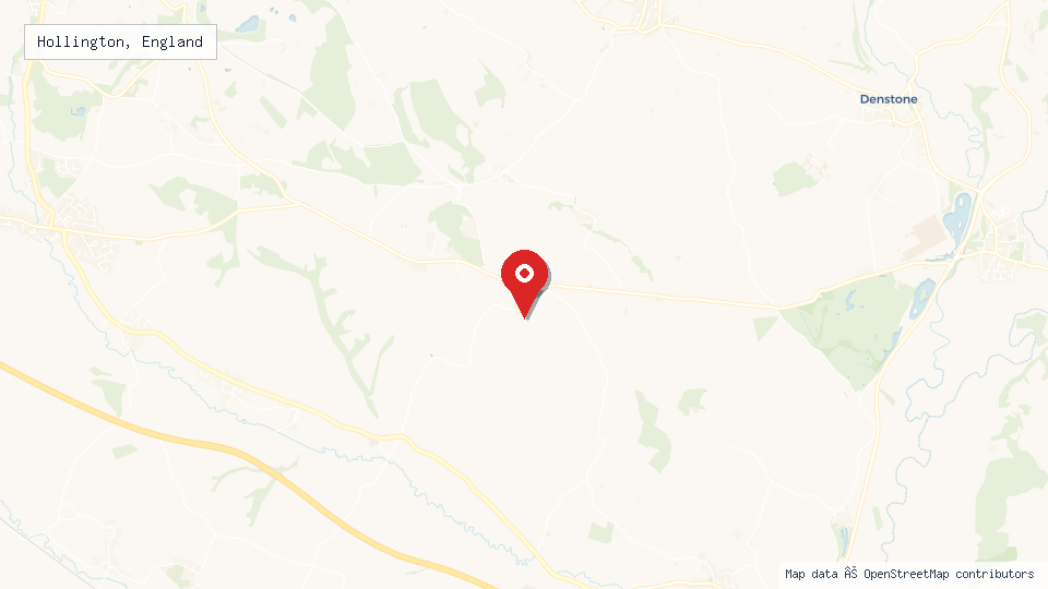 Street map of Hollington, England with location pin