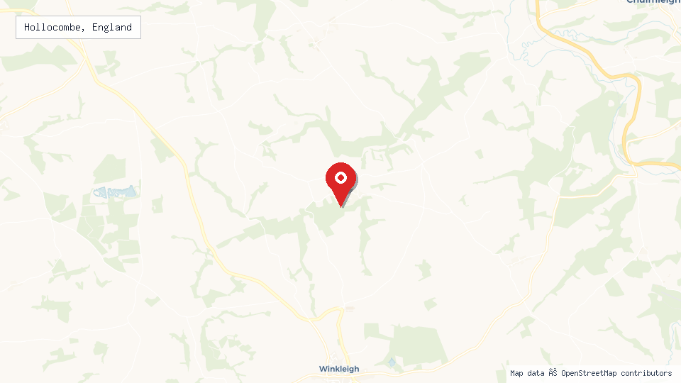 Street map of Hollocombe, England with location pin