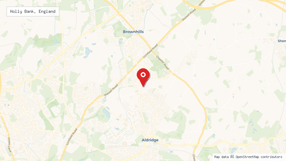 Street map of Holly Bank, England with location pin