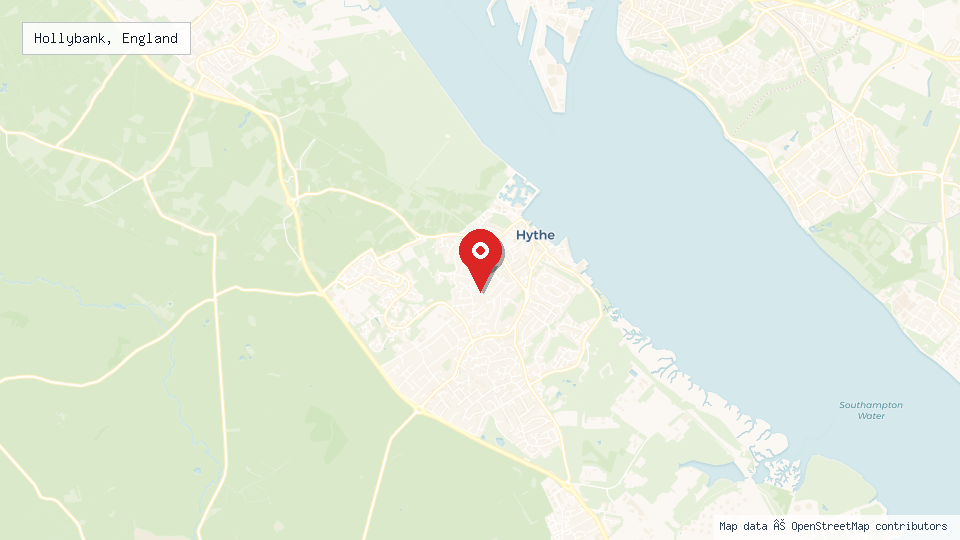 Street map of Hollybank, England with location pin