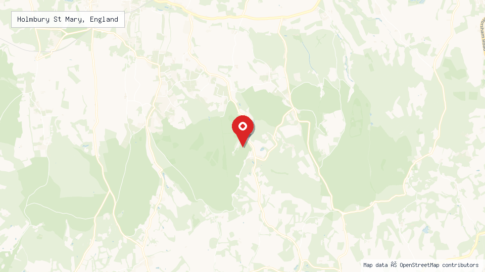 Street map of Holmbury St Mary, England with location pin