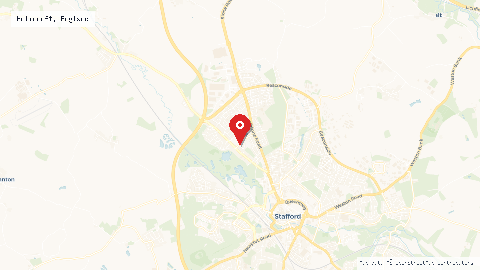 Street map of Holmcroft, England with location pin