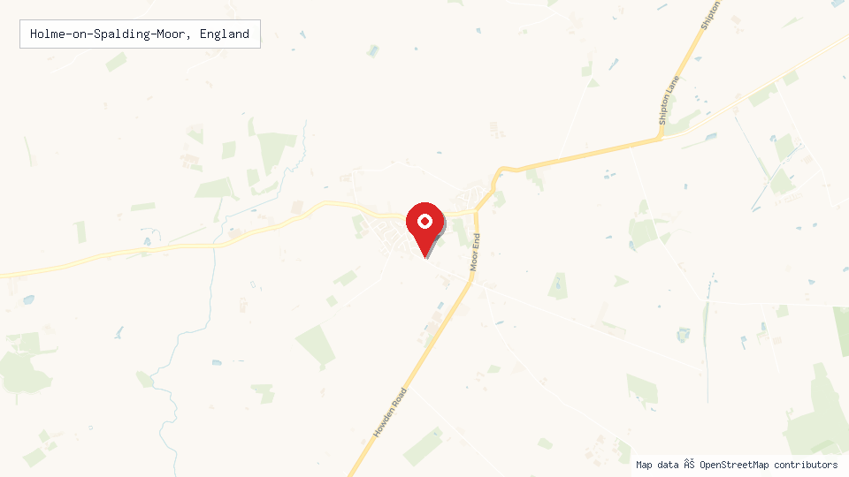 Street map of Holme-on-Spalding-Moor, England with location pin