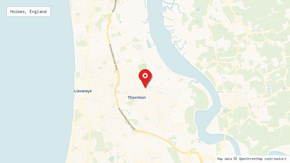 Street map of Holmes, England with location pin