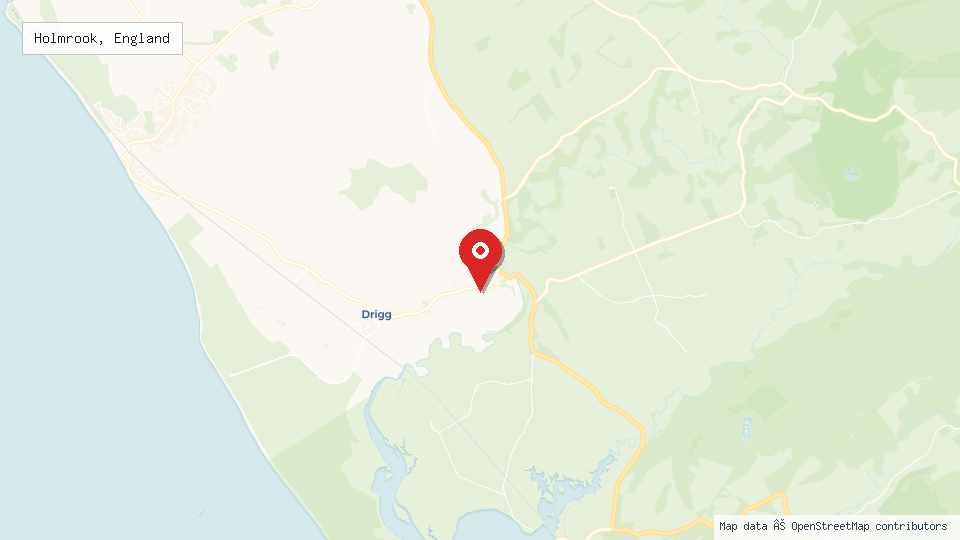 Street map of Holmrook, England with location pin