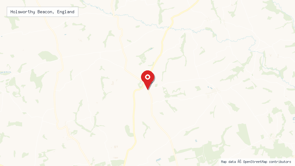 Street map of Holsworthy Beacon, England with location pin