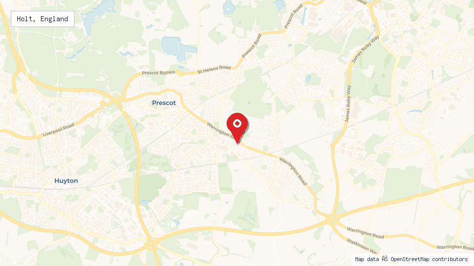 Street map of Holt, England with location pin