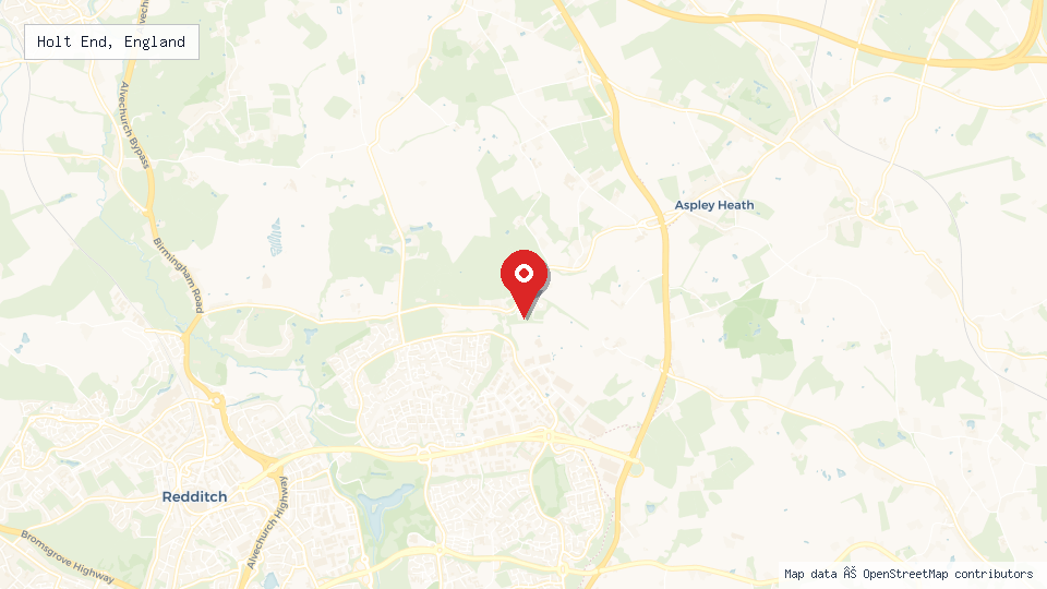 Street map of Holt End, England with location pin