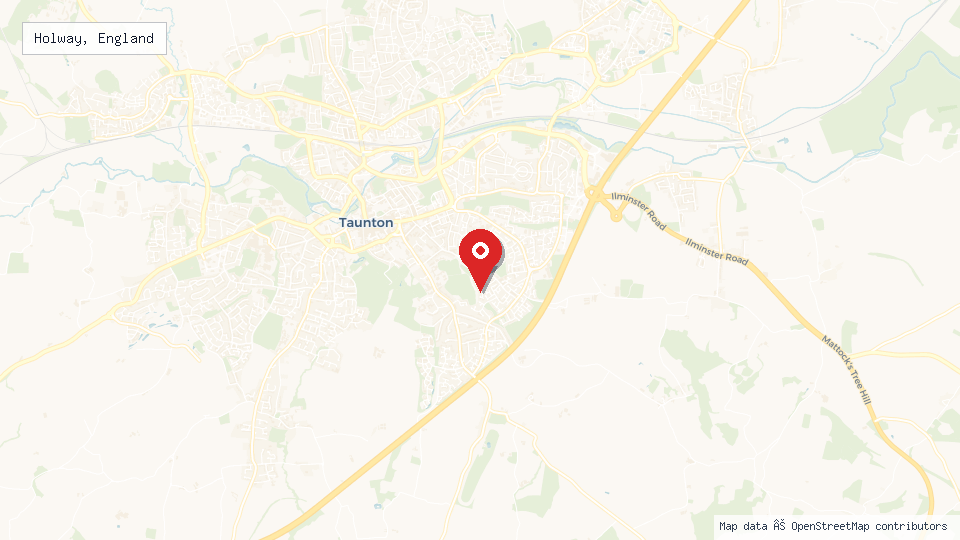 Street map of Holway, England with location pin