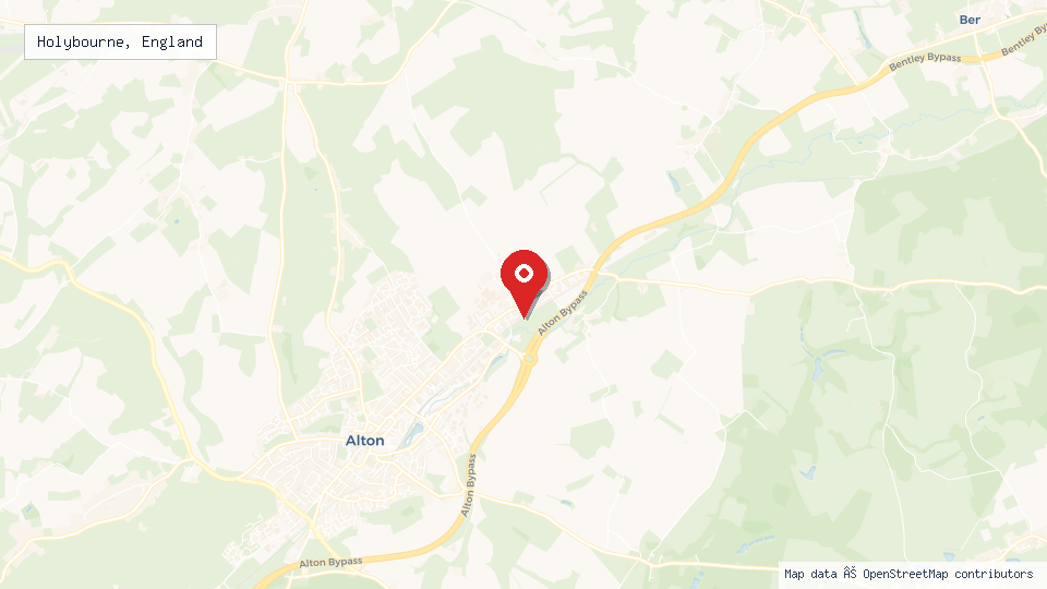 Street map of Holybourne, England with location pin